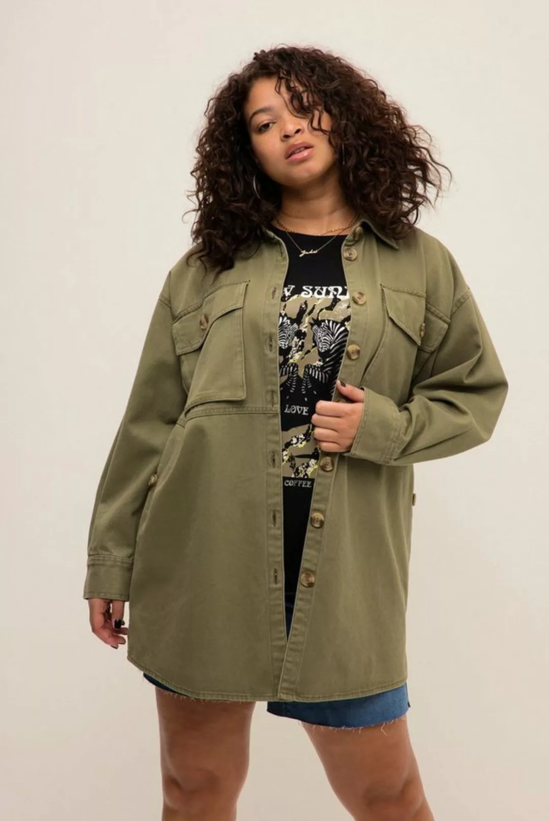 Studio Untold Kurzjacke Jacke Overshirt oversized Hemdkragen Brusttaschen günstig online kaufen