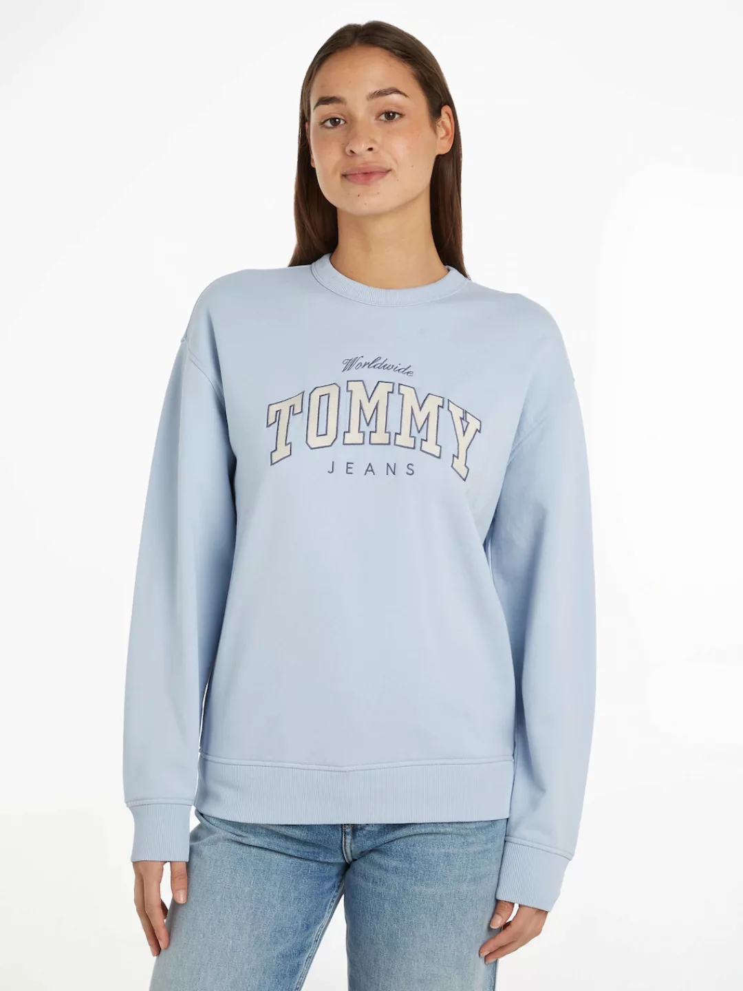 Tommy Jeans Sweatshirt "TJW RLX VARSITY LUXE CREW", mit gesticktem Logoschr günstig online kaufen