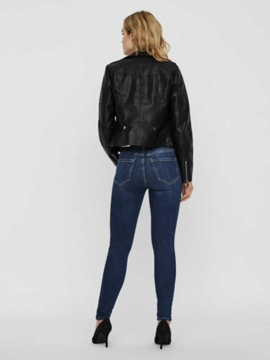 VERO MODA Beschichtete Biker Jacke Damen Schwarz günstig online kaufen