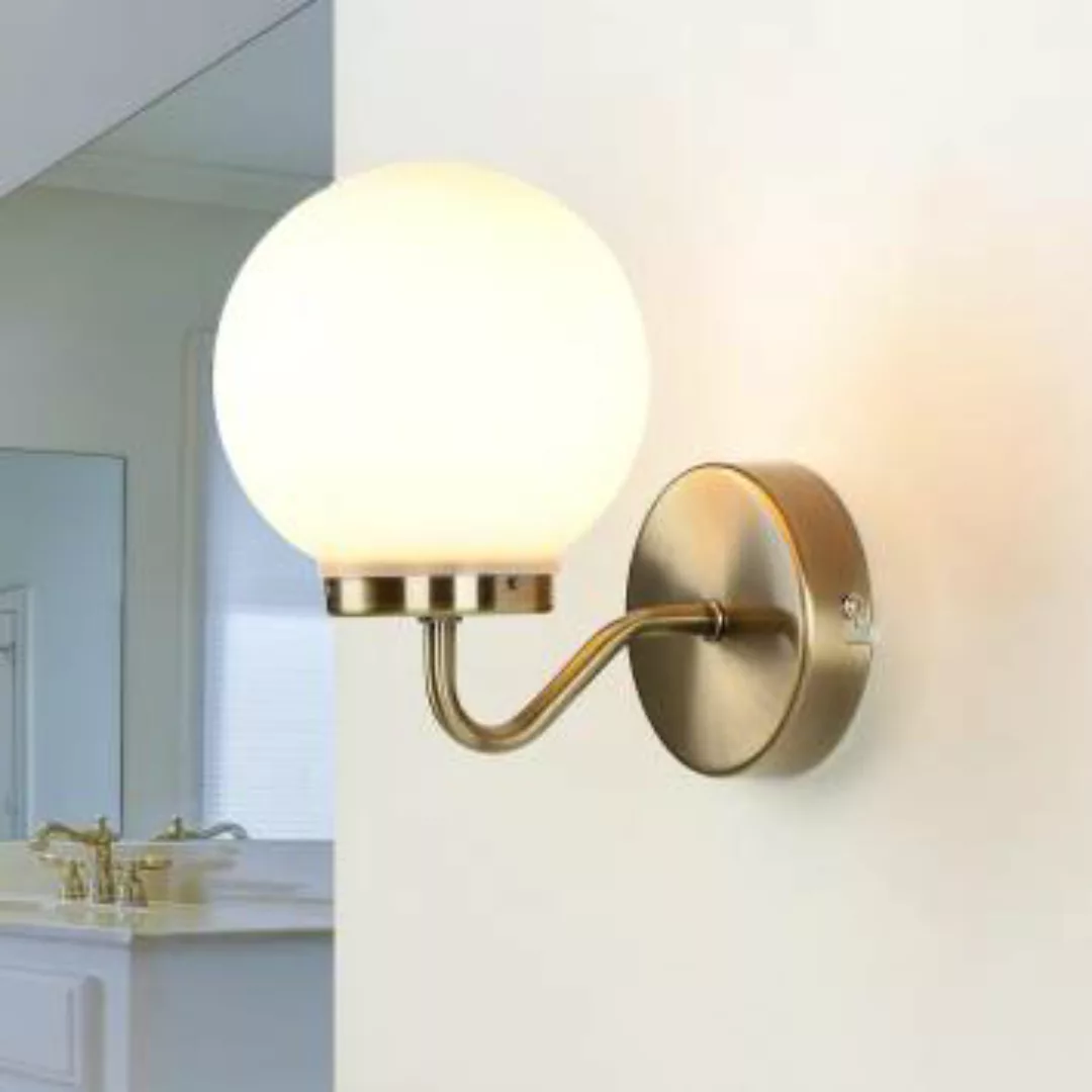 Elegante Badlampe IP20 in Bronze Weiß Kugel Schirm günstig online kaufen