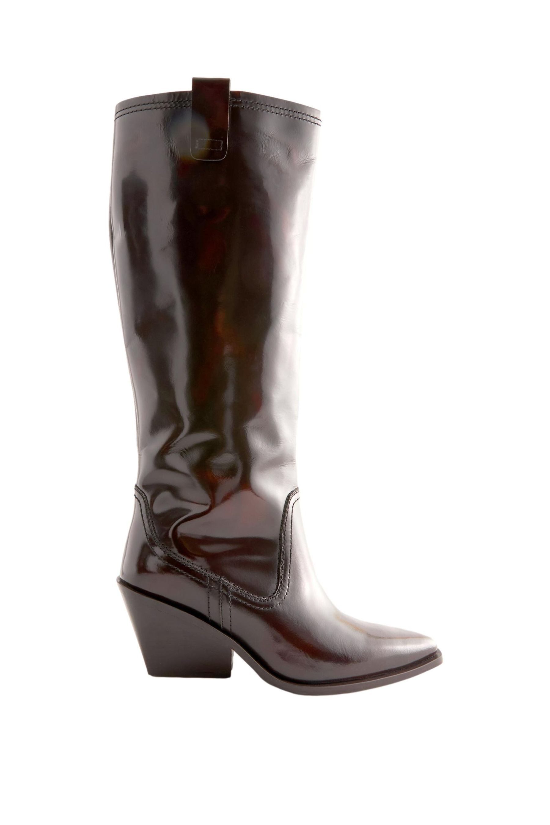 Next Premium Kniehohe Absatzstiefel aus Leder günstig online kaufen