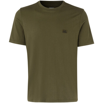 C.p. Company  T-Shirts & Poloshirts T-shirt Halsband  aus grüner Baumwolle günstig online kaufen