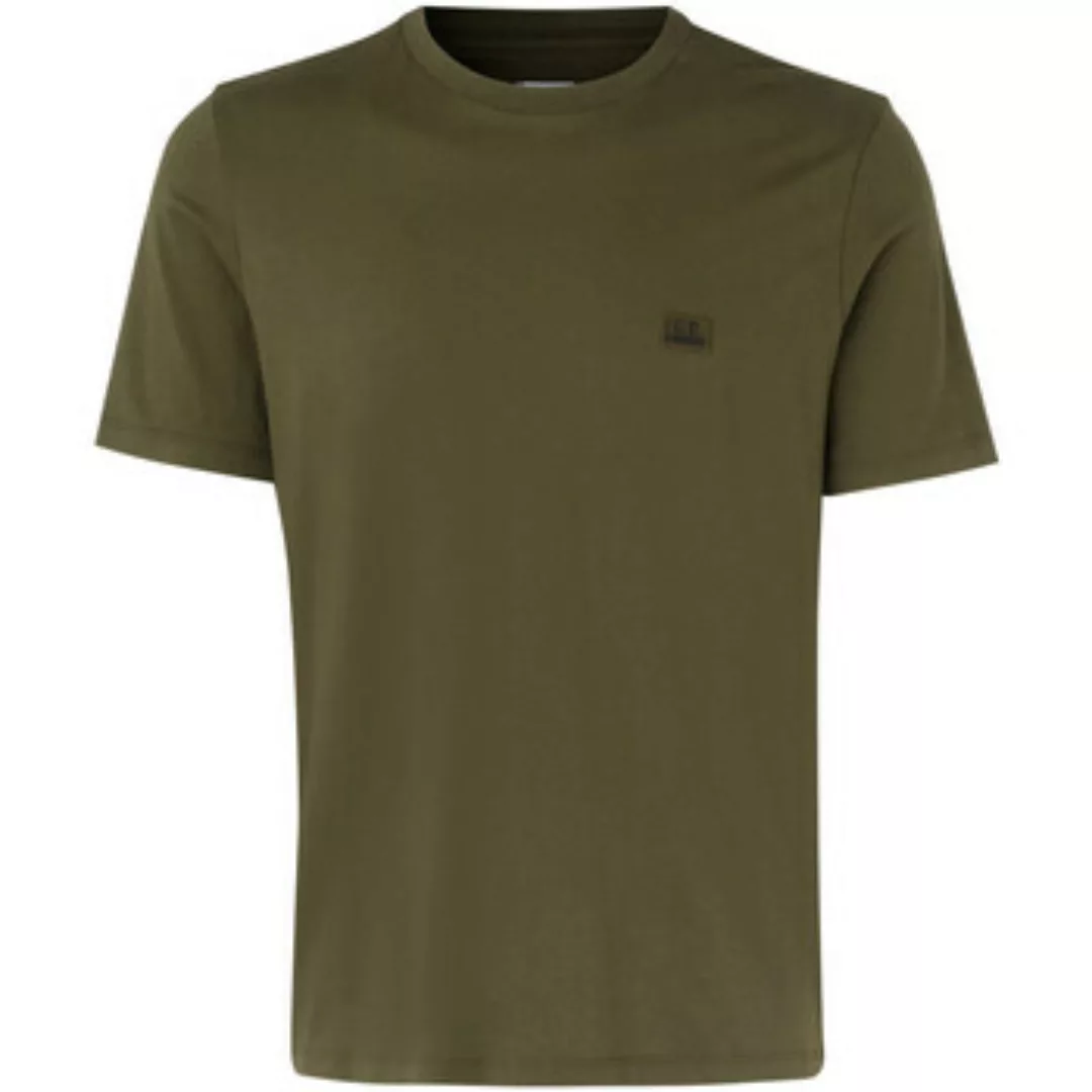 C.p. Company  T-Shirts & Poloshirts T-shirt Halsband  aus grüner Baumwolle günstig online kaufen