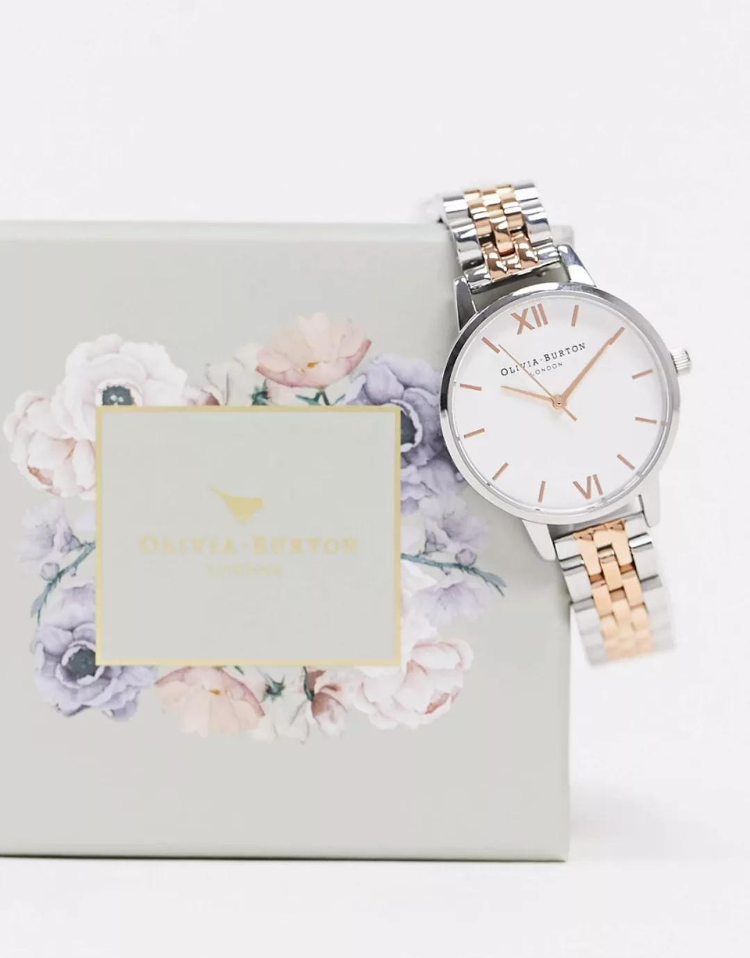 Olivia Burton – Armbanduhr mit mittelgroßem Zifferblatt in Weiß aus untersc günstig online kaufen