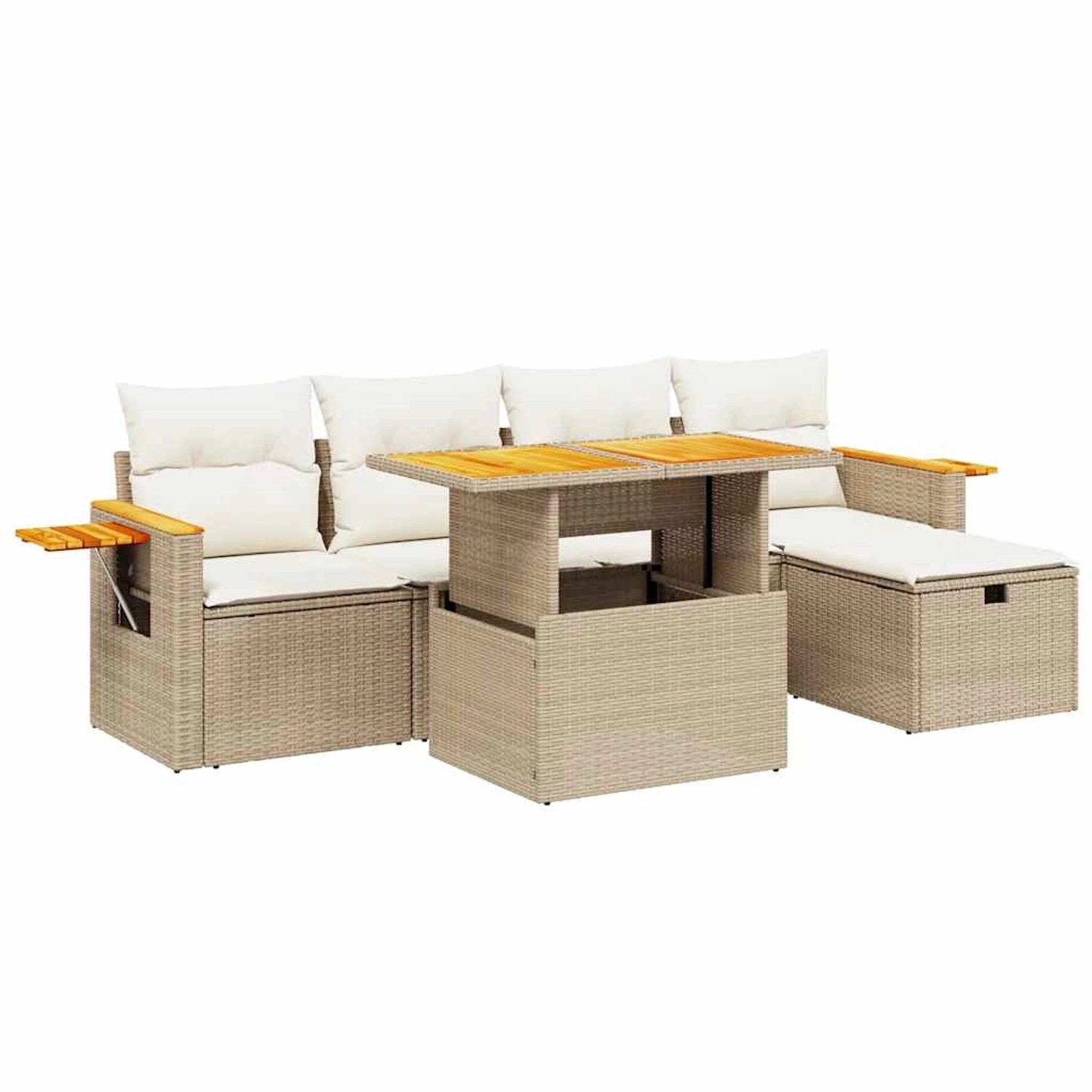 vidaXL 6-Tlg Garten-Sofagarnitur mit Kissen Beige Poly Rattan 3276138 günstig online kaufen