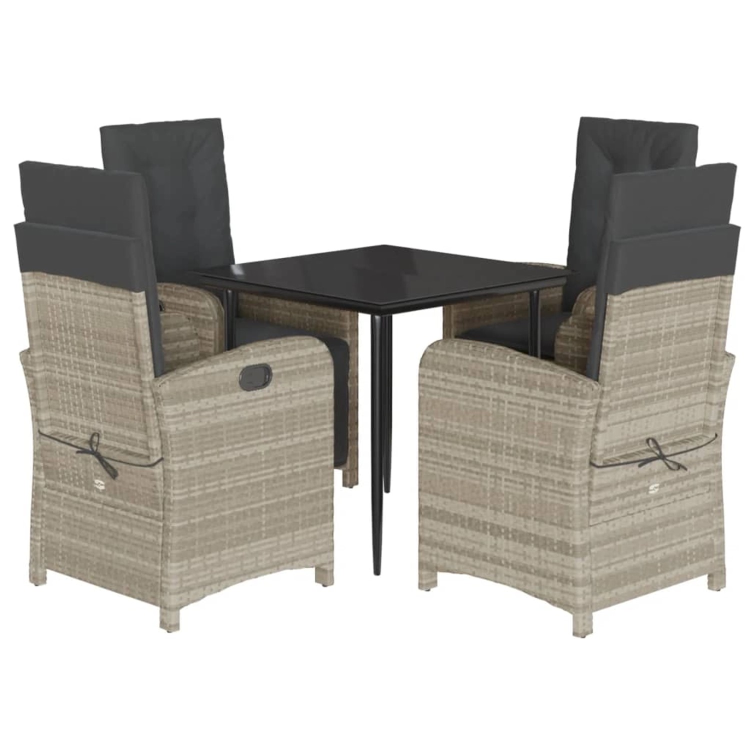 vidaXL 5-Tlg Garten-Essgruppe mit Kissen Hellgrau Poly Rattan 3212412 günstig online kaufen