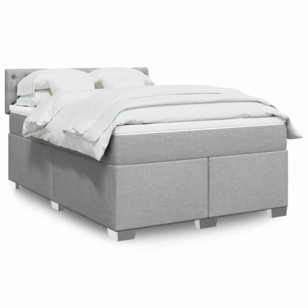 vidaXL Boxspringbett, Boxspringbett mit Matratze Hellgrau 140x190 cm Stoff günstig online kaufen