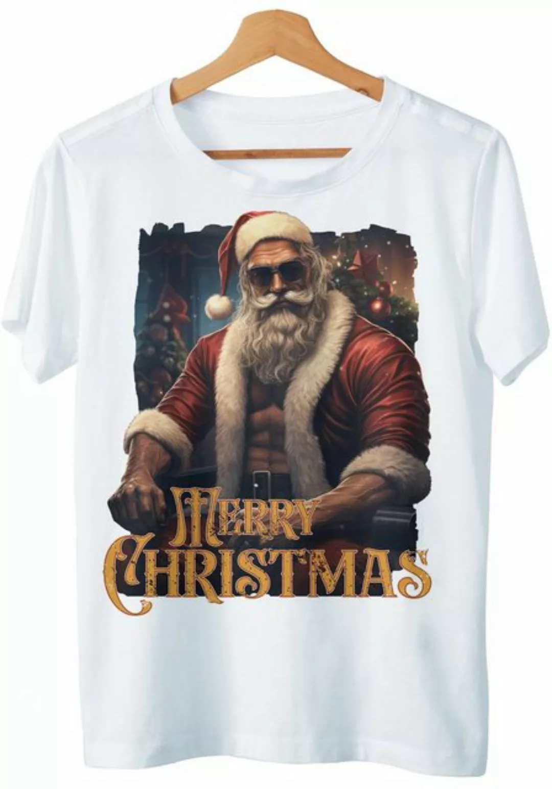 Art & Detail Shirt T-Shirt Weihnachten Design Merry Christmas Strong Man Sa günstig online kaufen
