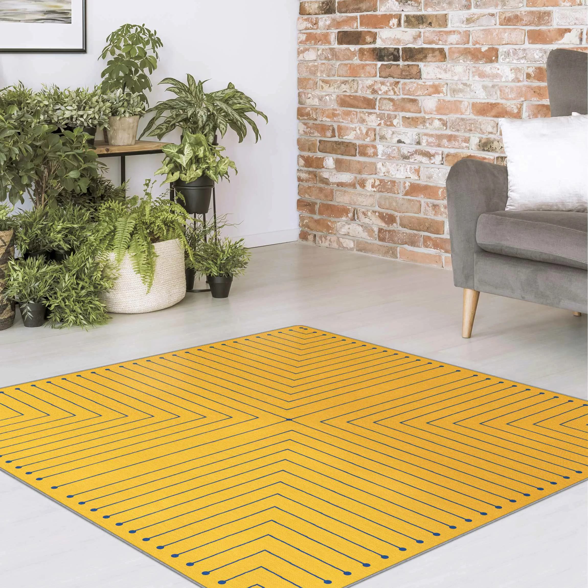 Teppich Geometrische Ecken gelb günstig online kaufen