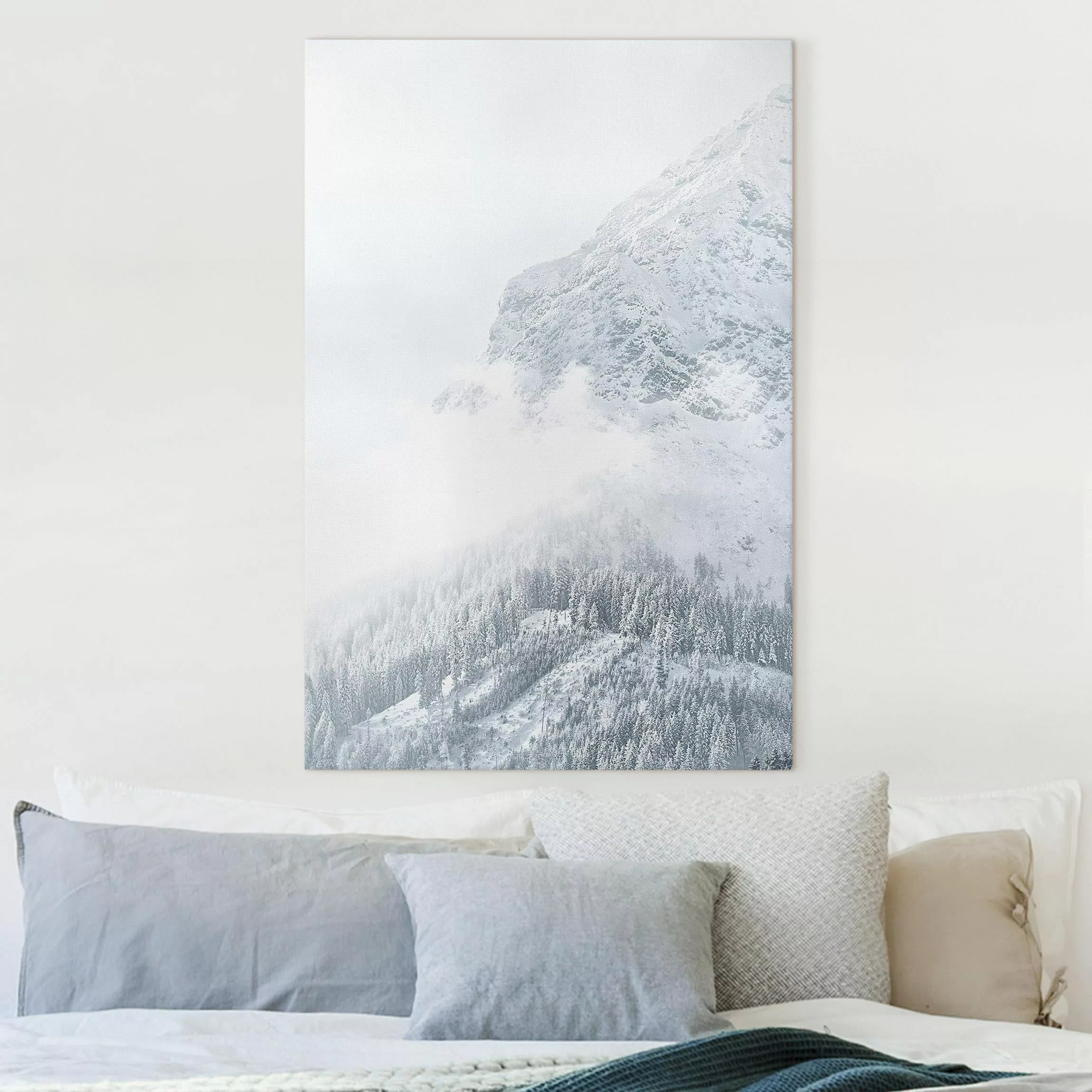 Leinwandbild Weißer Nebel in den Bergen günstig online kaufen