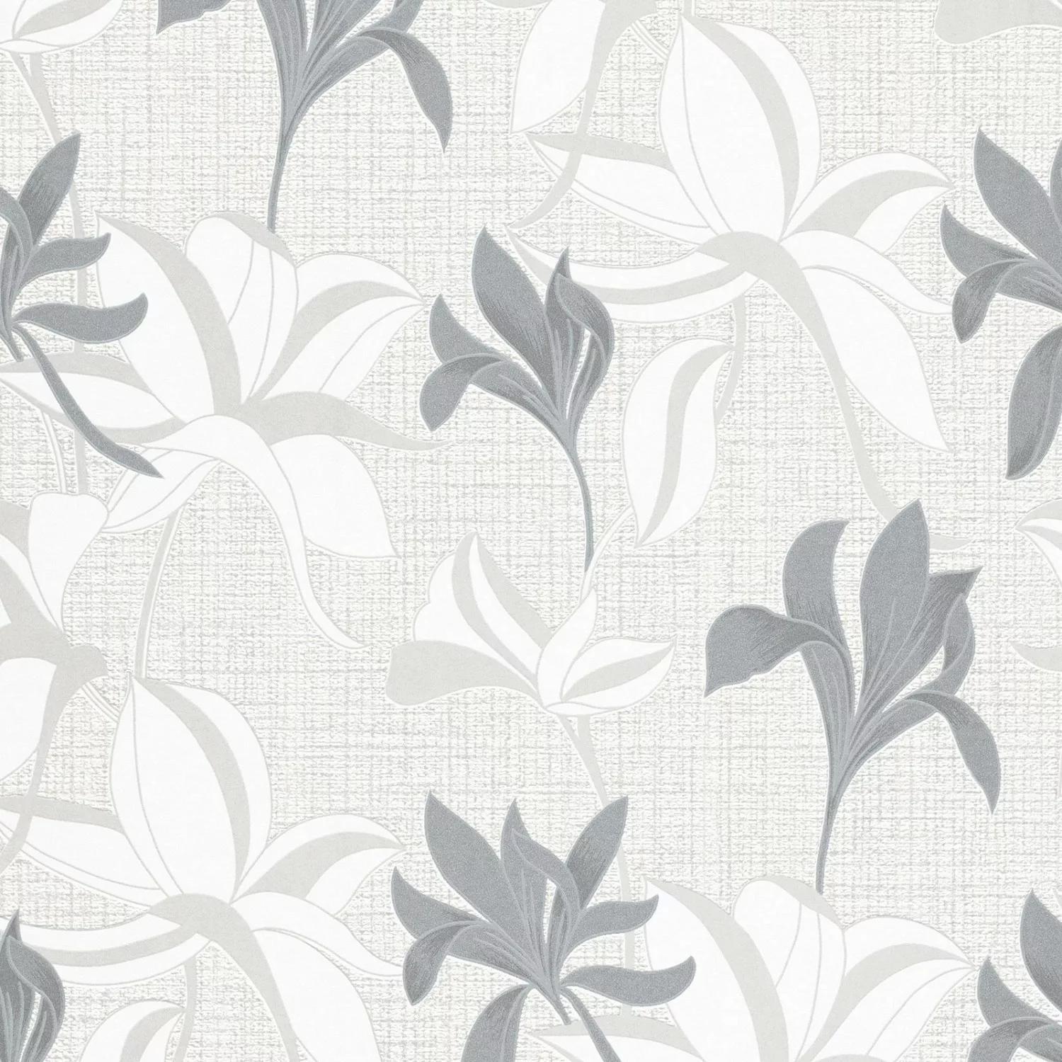Bricoflor Florale Tapete mit Lilien Vlies Blumentapete Grau Weiß für Esszim günstig online kaufen