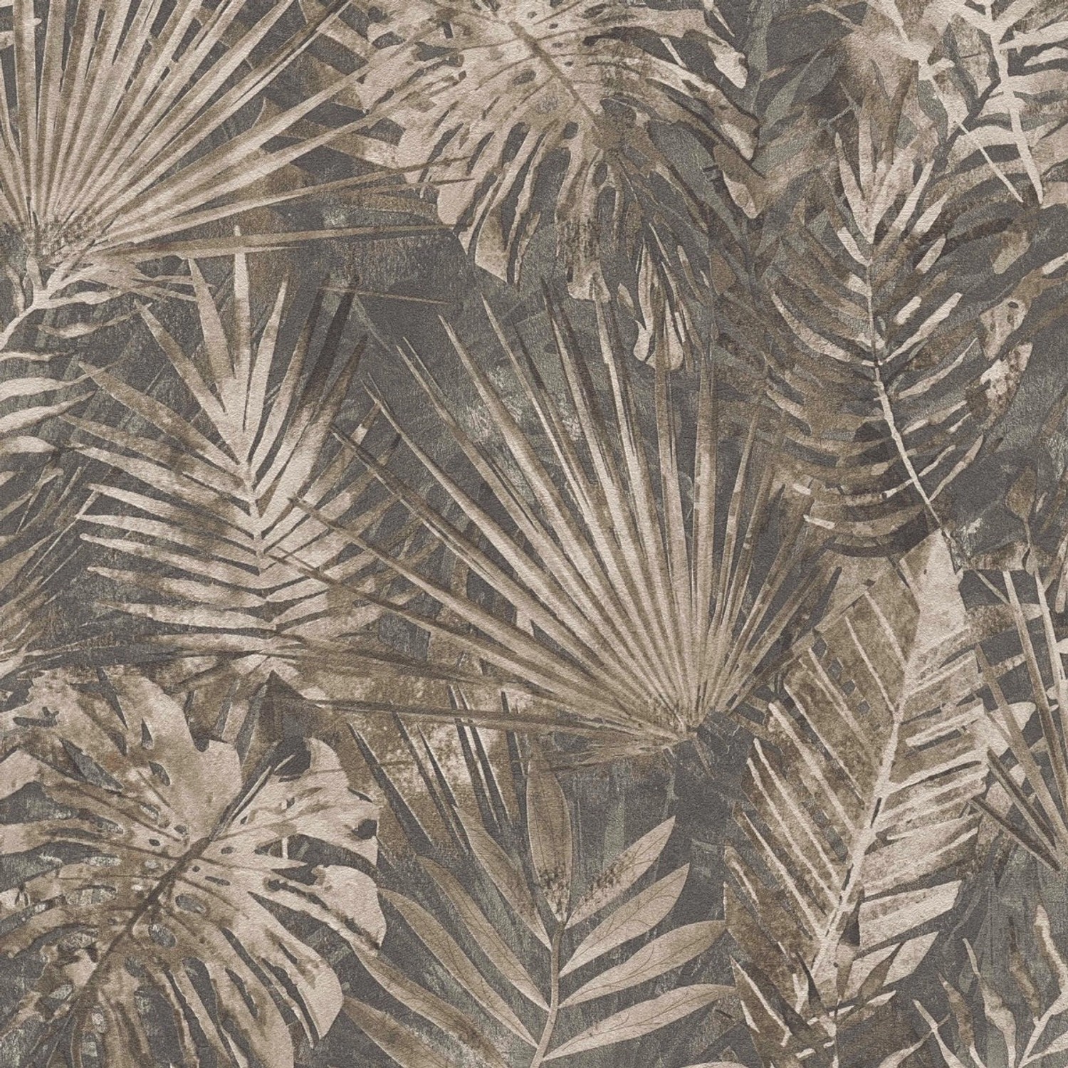 Bricoflor Braune Tapete mit Monstera und Palmenblättern Tropische Vliestape günstig online kaufen