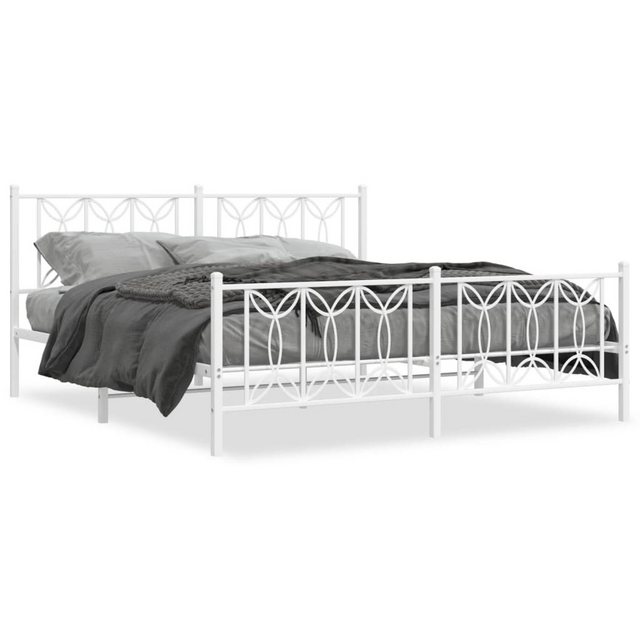 vidaXL Bett, Bettgestell mit Kopf- und Fußteil Metall Weiß 180x200 cm günstig online kaufen