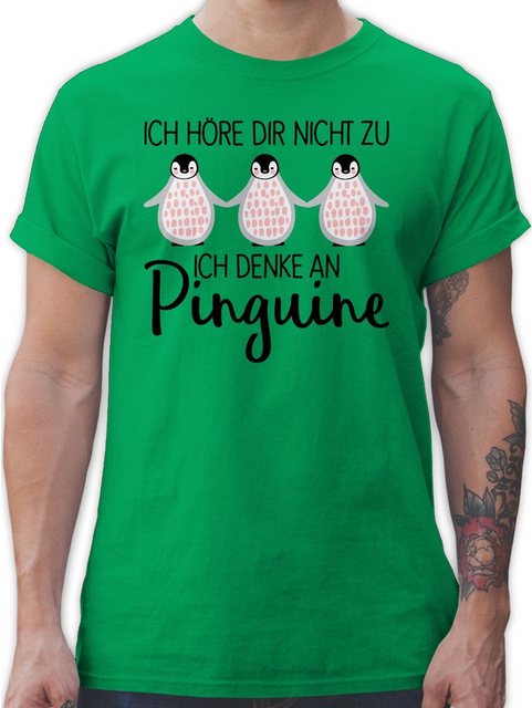 Shirtracer T-Shirt Ich denke an Pinguine Tiere Zubehör günstig online kaufen