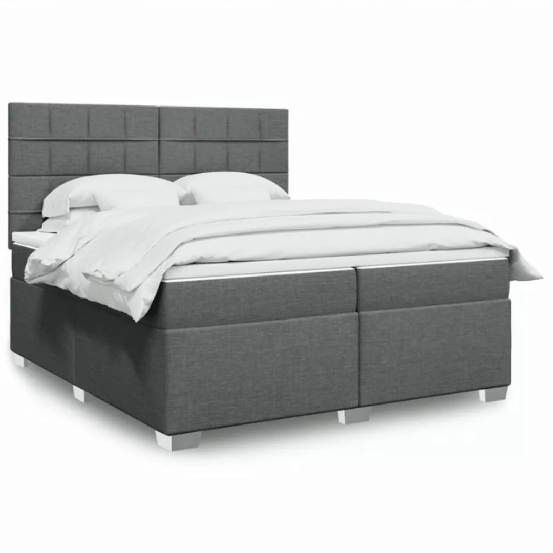 vidaXL Boxspringbett, Boxspringbett mit Matratze Dunkelgrau 200x200 cm Stof günstig online kaufen