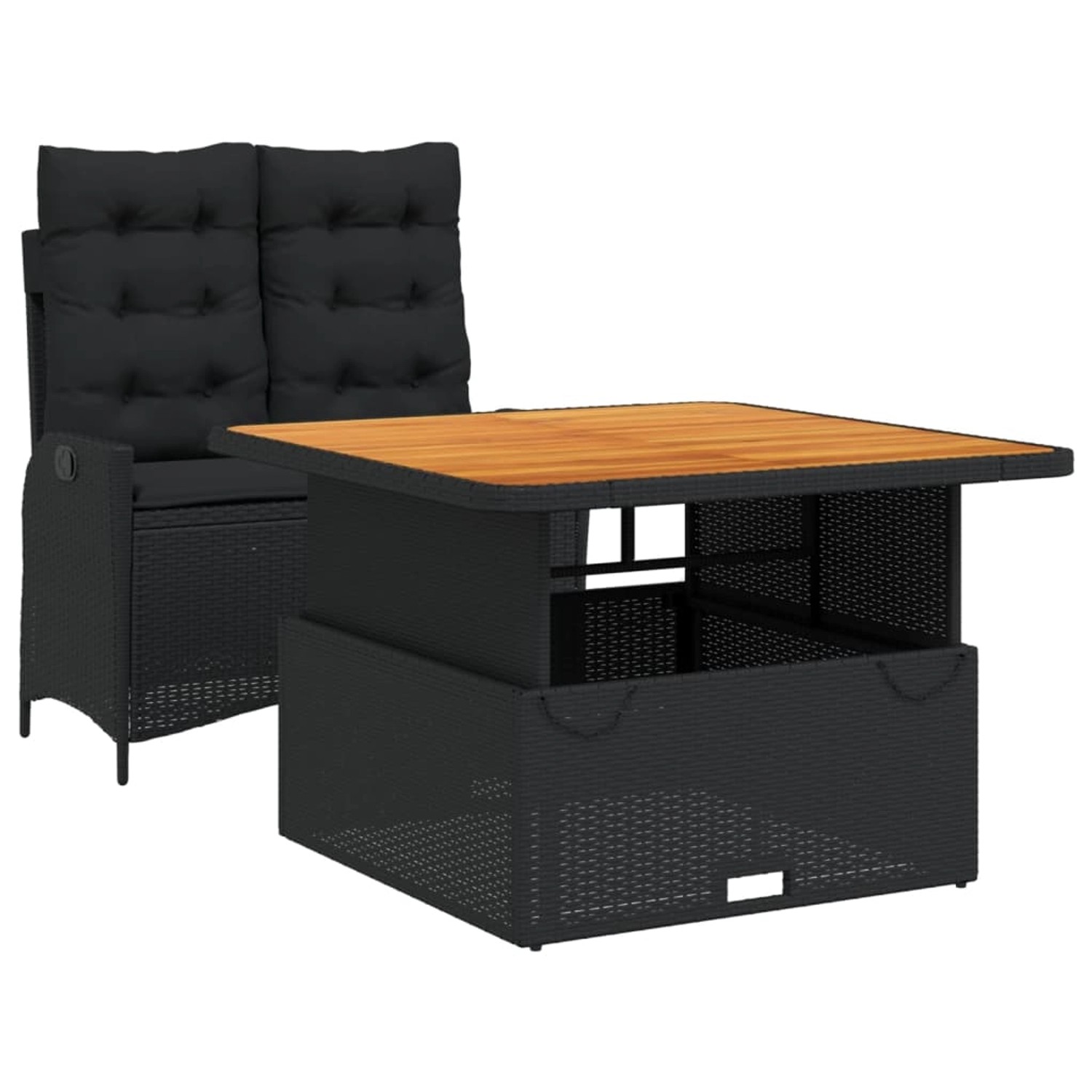 vidaXL 2-Tlg Garten-Essgruppe mit Kissen Schwarz Poly Rattan 3277451 günstig online kaufen