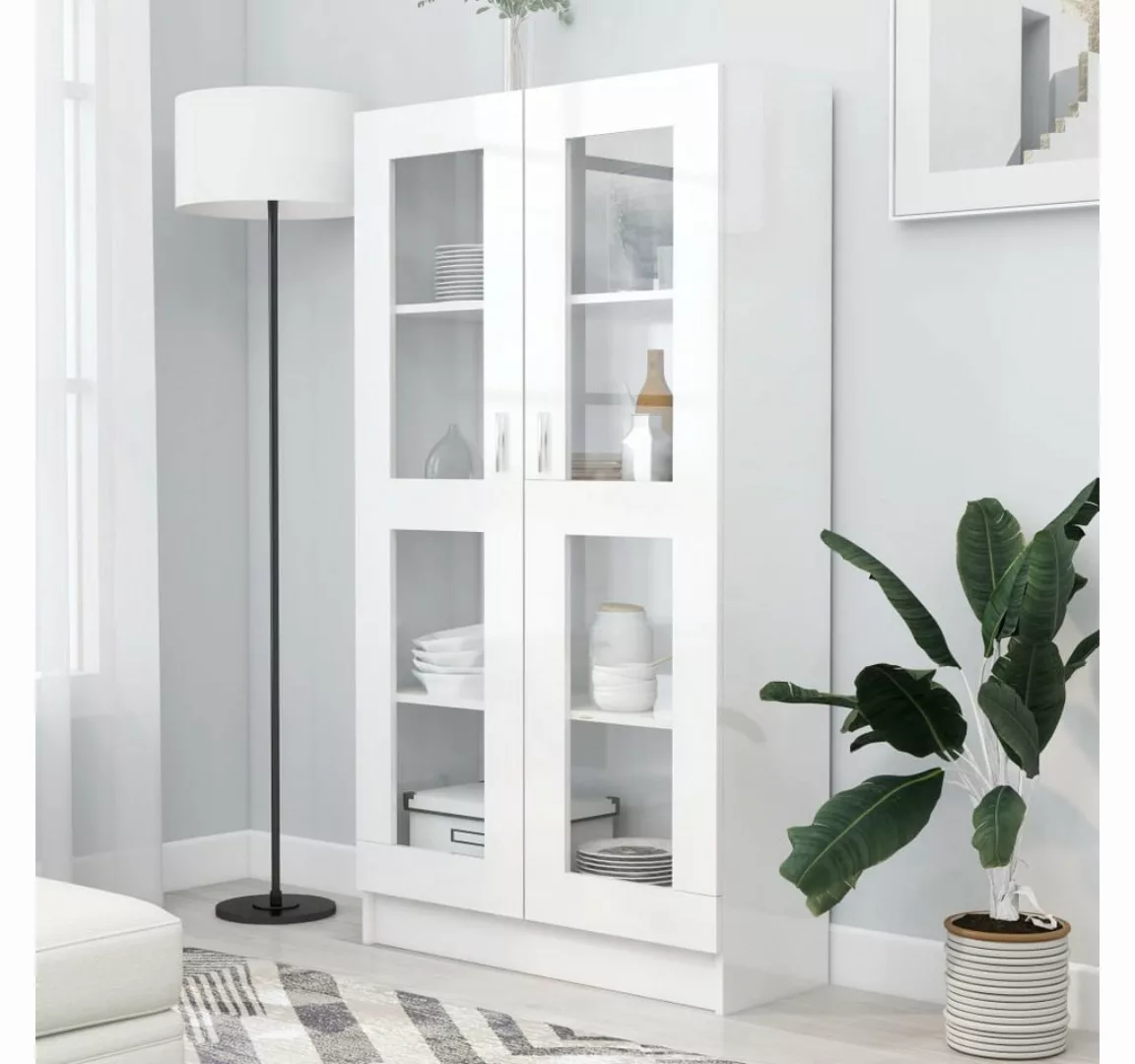 DOTMALL Vitrine Vitrinenschrank Hochglanz-Weiß 82,5x30,5x150 cm Holzwerksto günstig online kaufen