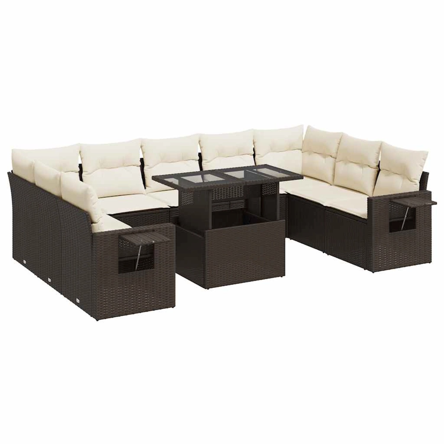 vidaXL 10-Tlg Garten-Sofagarnitur mit Kissen Braun Poly Rattan 3326544 günstig online kaufen