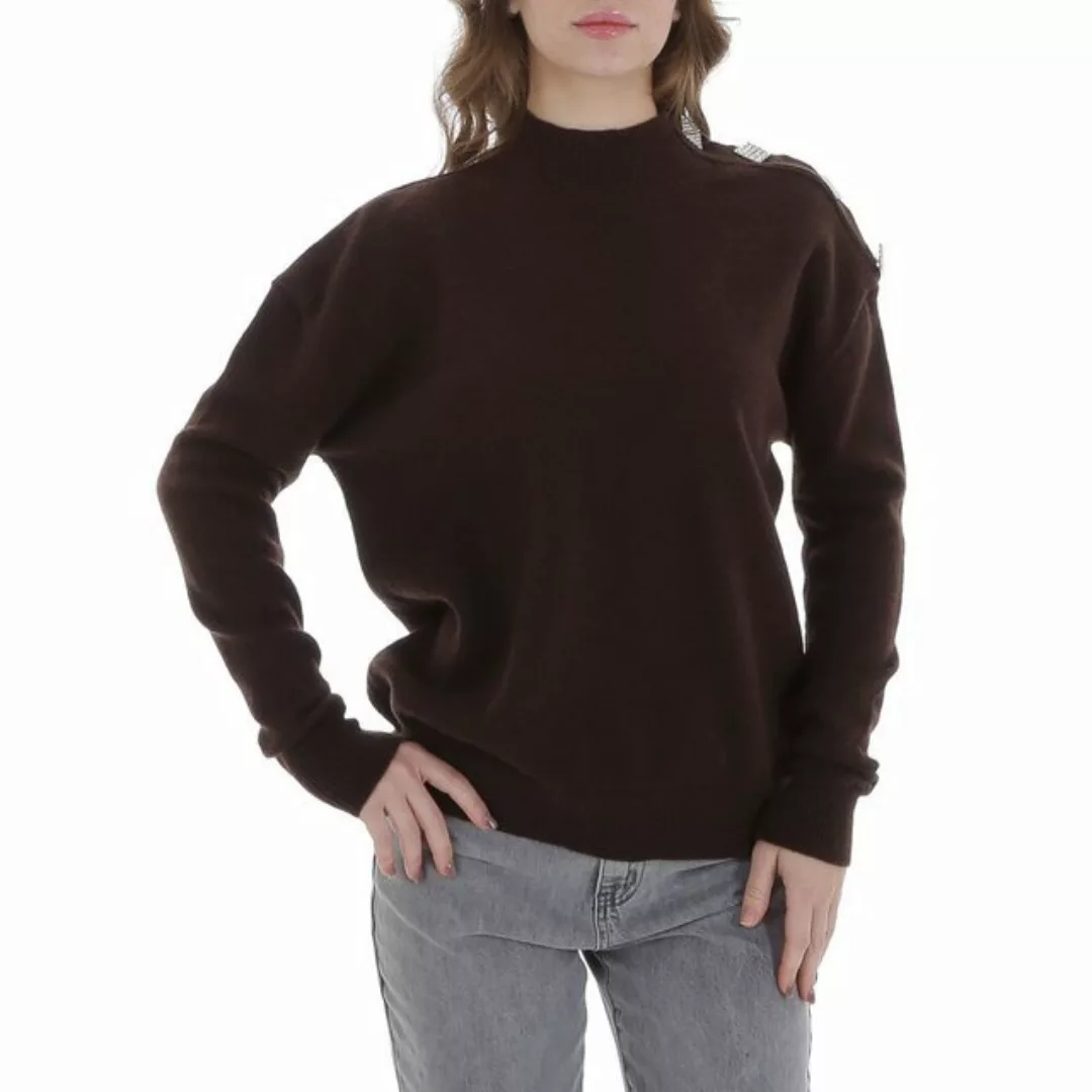 Ital-Design Strickpullover Damen Freizeit (88578865) Strass Stretch Strickp günstig online kaufen