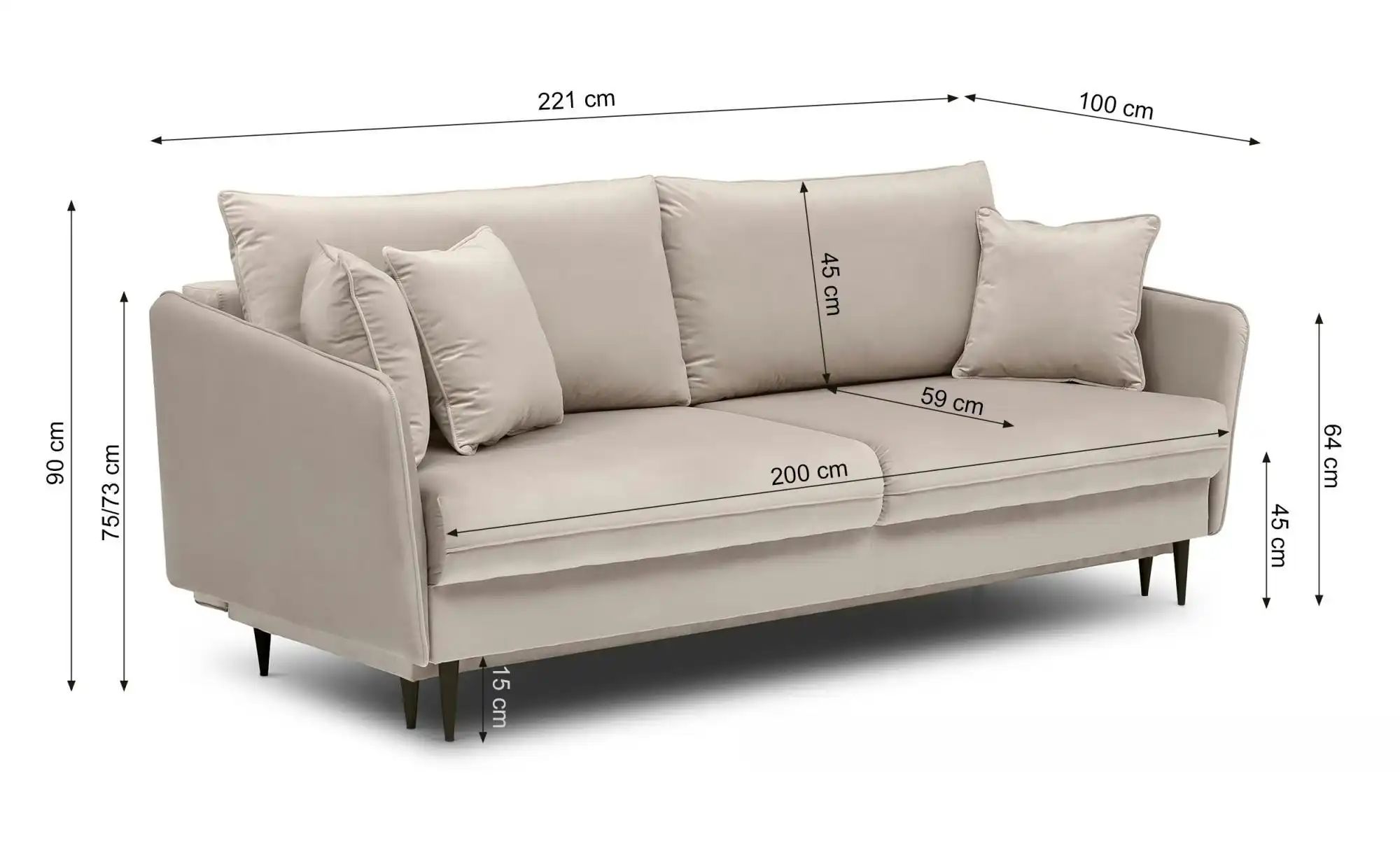 Selsey Einzelsofa mit Schlaffunktion Volio ¦ kupfer ¦ Maße (cm): B: 221 H: günstig online kaufen