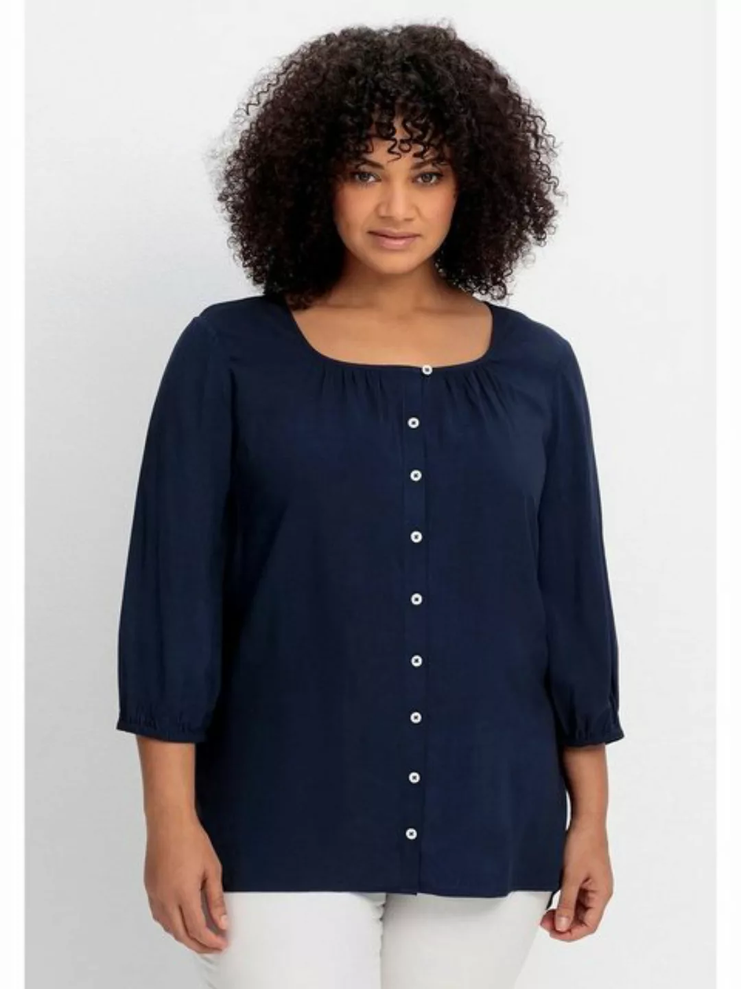 Sheego Shirtbluse "Große Größen", mit 3/4-Arm und verlängertem Rücken günstig online kaufen