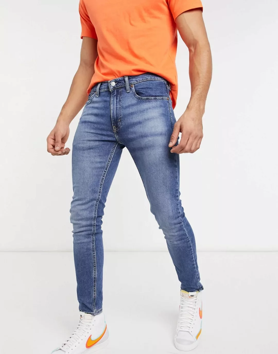Levi's – Youth 519 Hi-Ball – Superenge Jeans in mittlerer Waschung-Blau günstig online kaufen