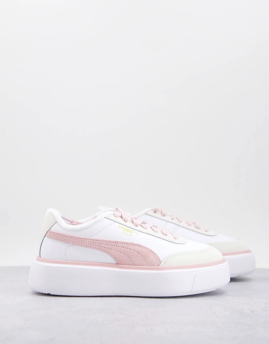 Puma – Oslo Maja – Sneaker aus Wildleder in Weiß und Pastellrosa günstig online kaufen
