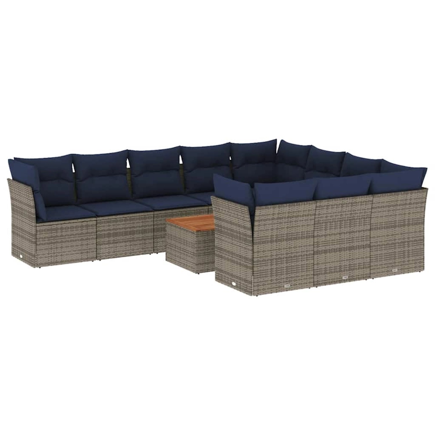 vidaXL 11-Tlg Garten-Sofagarnitur mit Kissen Grau Poly Rattan 3256173 günstig online kaufen