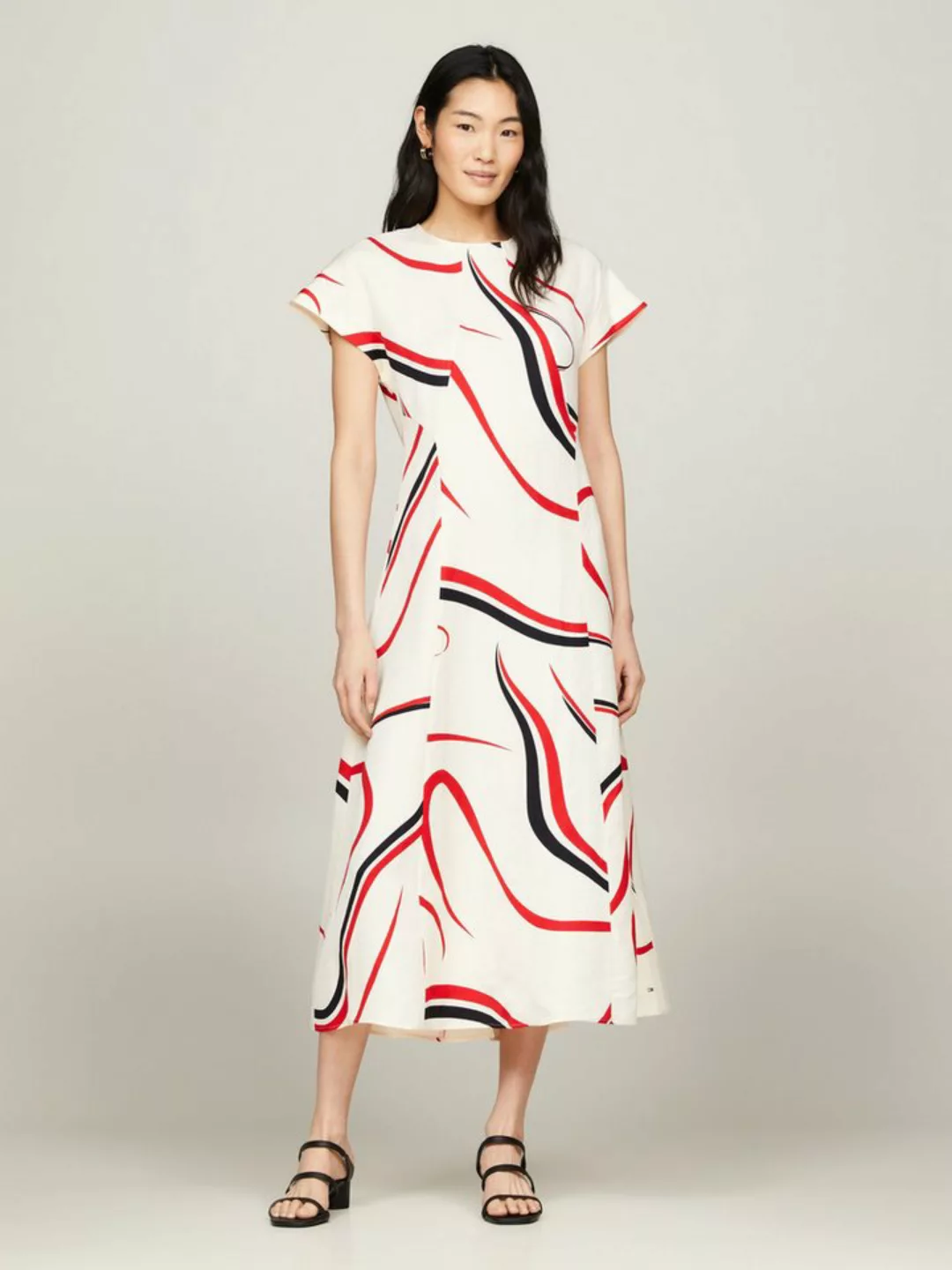 Tommy Hilfiger Midikleid RIBBON F&F SS MIDI DRESS mit Allover-Muster günstig online kaufen