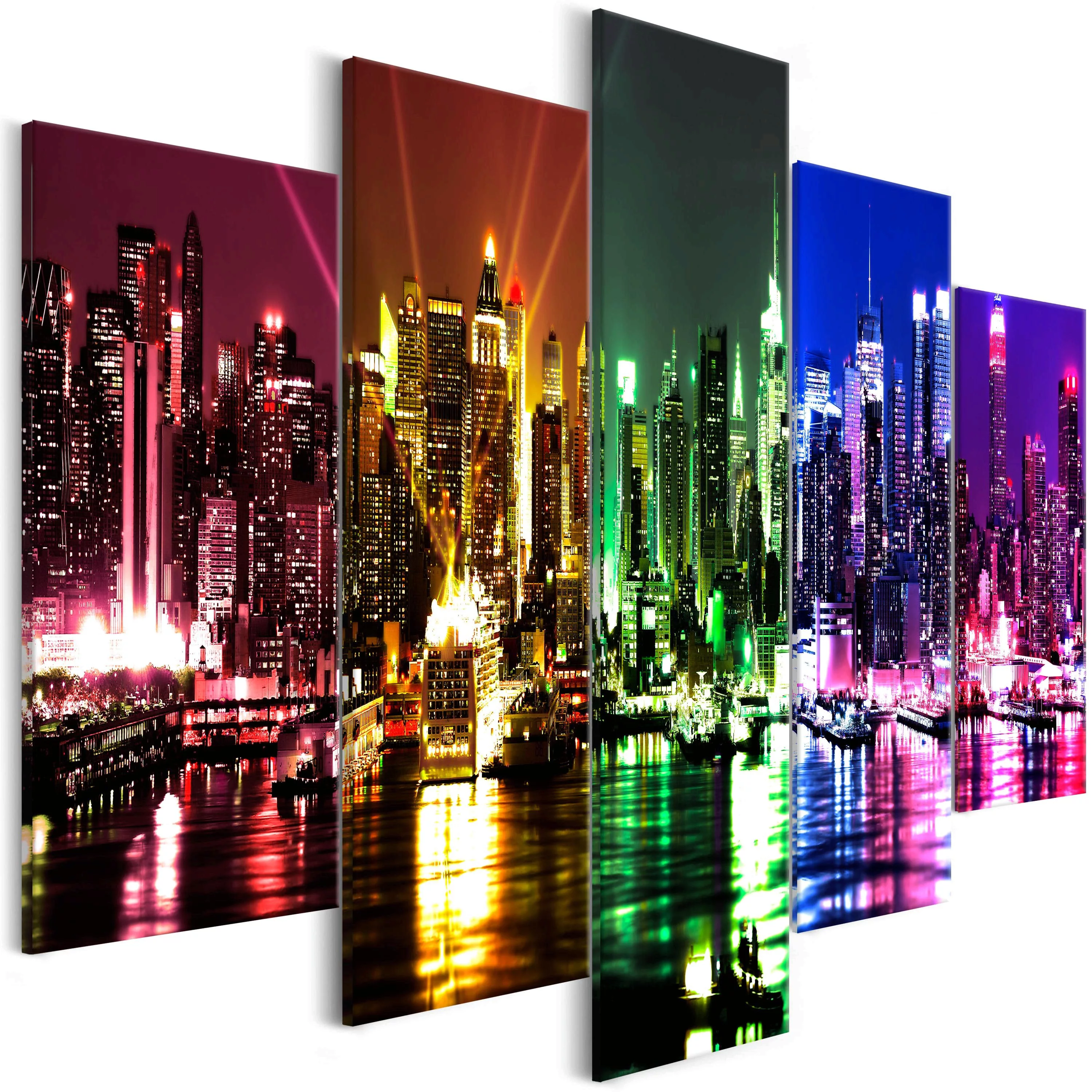 Wandbild - Rainbow New York (5 Parts) Wide günstig online kaufen