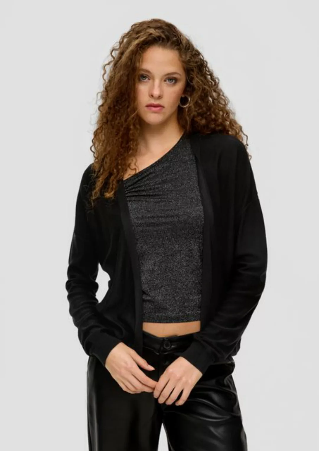 QS Funktionsjacke Strickjacke mit Rippblende Rippblende günstig online kaufen