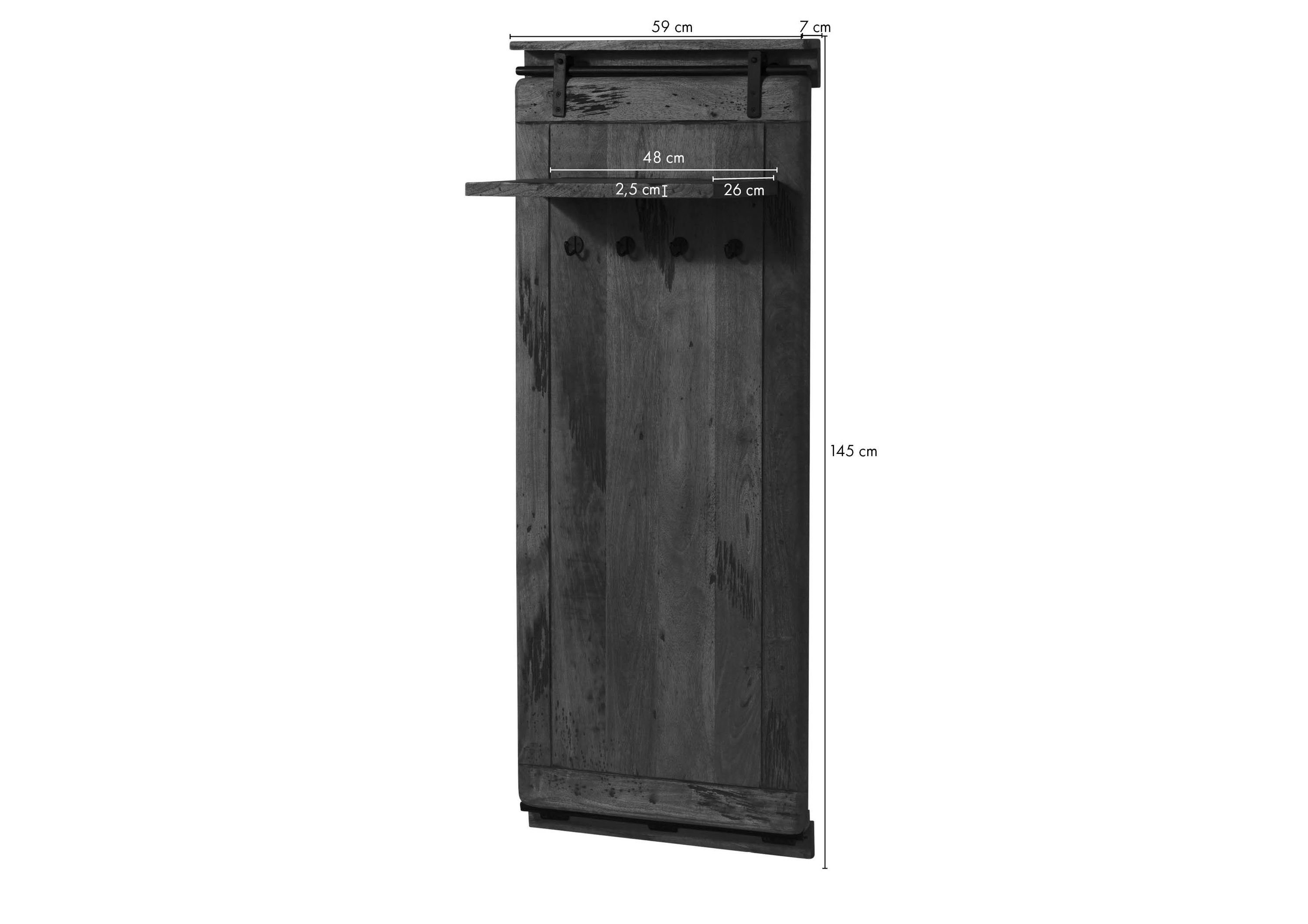 Massivmoebel24 Wandgarderobe (Wandgarderobe Mango 59x32x145 natur günstig online kaufen
