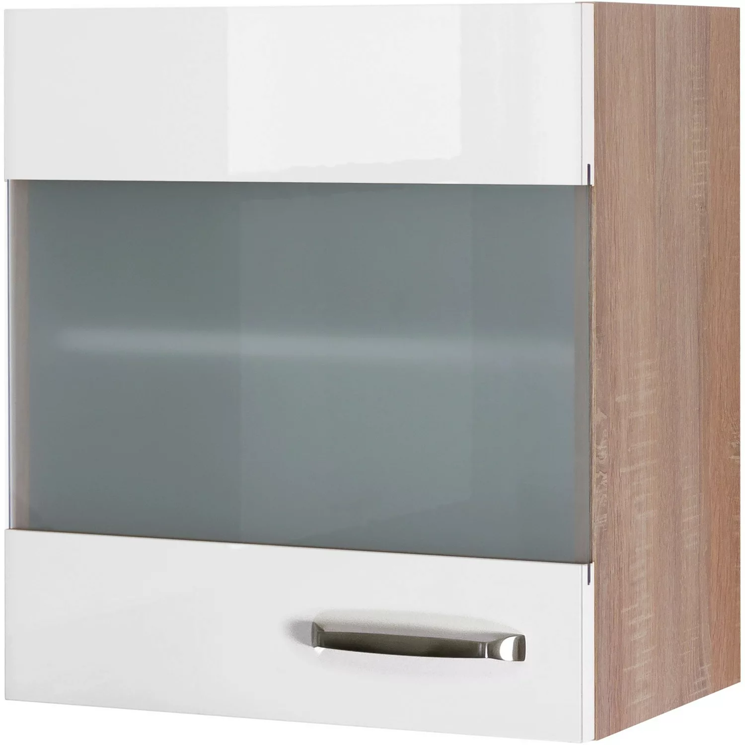 Flex-Well Exclusiv Hängeschrank Valero 50 cm x 55 cm Hochglanz Weiß-Sonoma günstig online kaufen