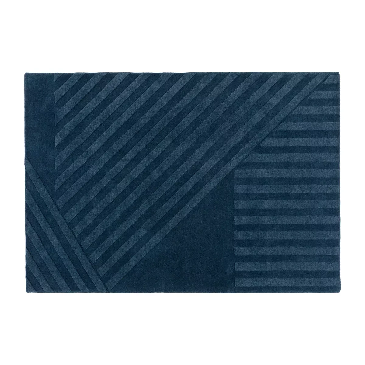 Levels Wollteppich stripes blau 170 x 240cm günstig online kaufen