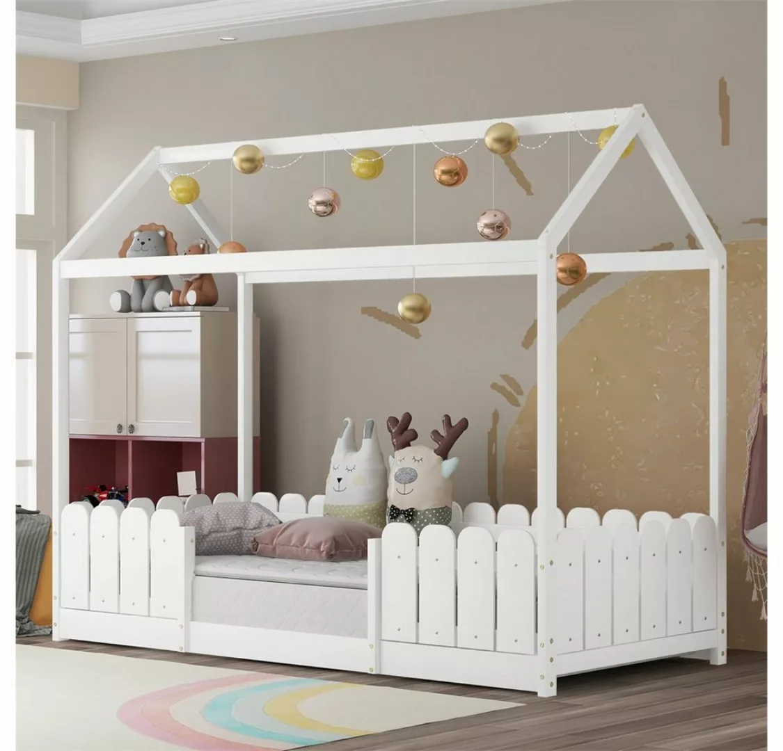 Celya Hausbett Vielseitiges Holz Kinderbett, Hausbett 90x200 cm, Mit Rausfa günstig online kaufen