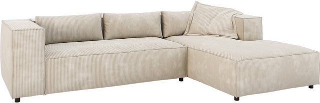 DELIFE Ecksofa Brom, Cord Beige 260x175 cm Recamiere rechts günstig online kaufen