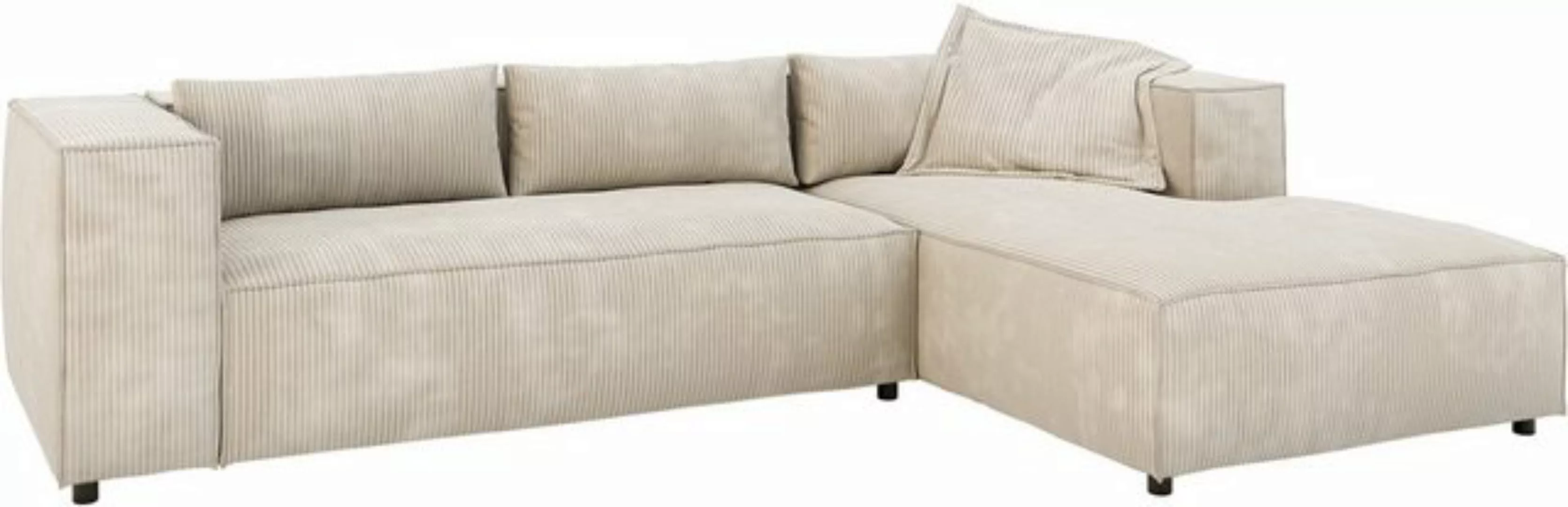 DELIFE Ecksofa Brom, Cord Beige 260x175 cm Recamiere rechts günstig online kaufen