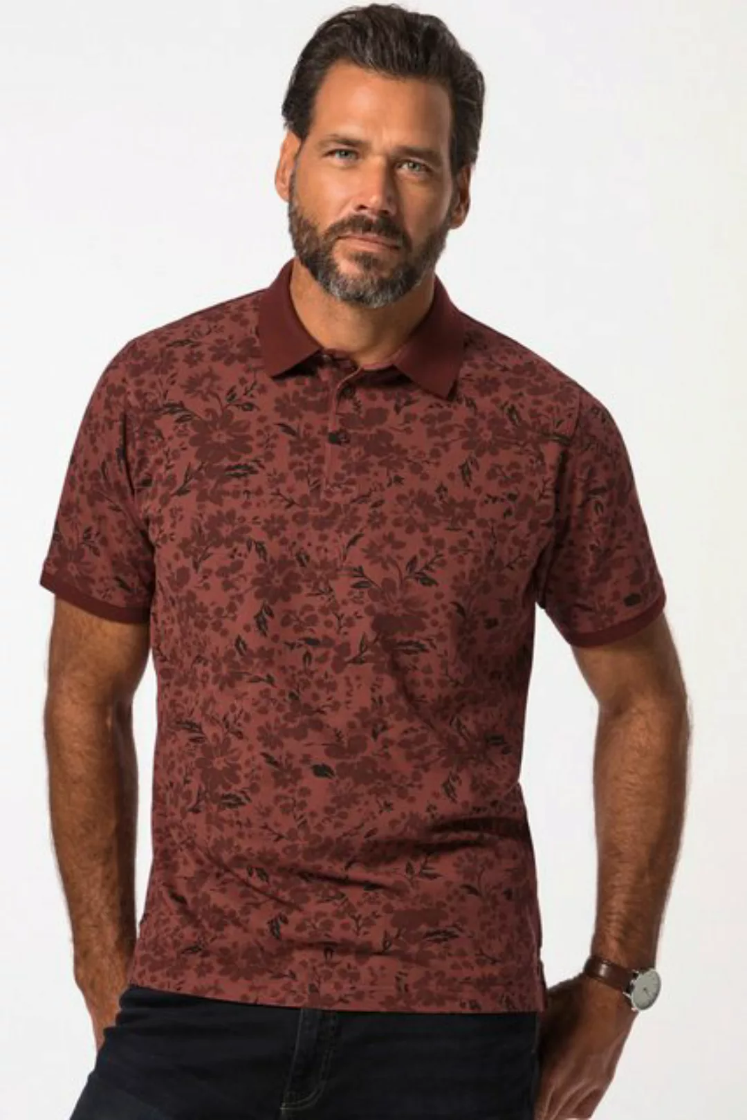 JP1880 Poloshirt Poloshirt Halbarm Piqué florales Muster bis 8 XL günstig online kaufen