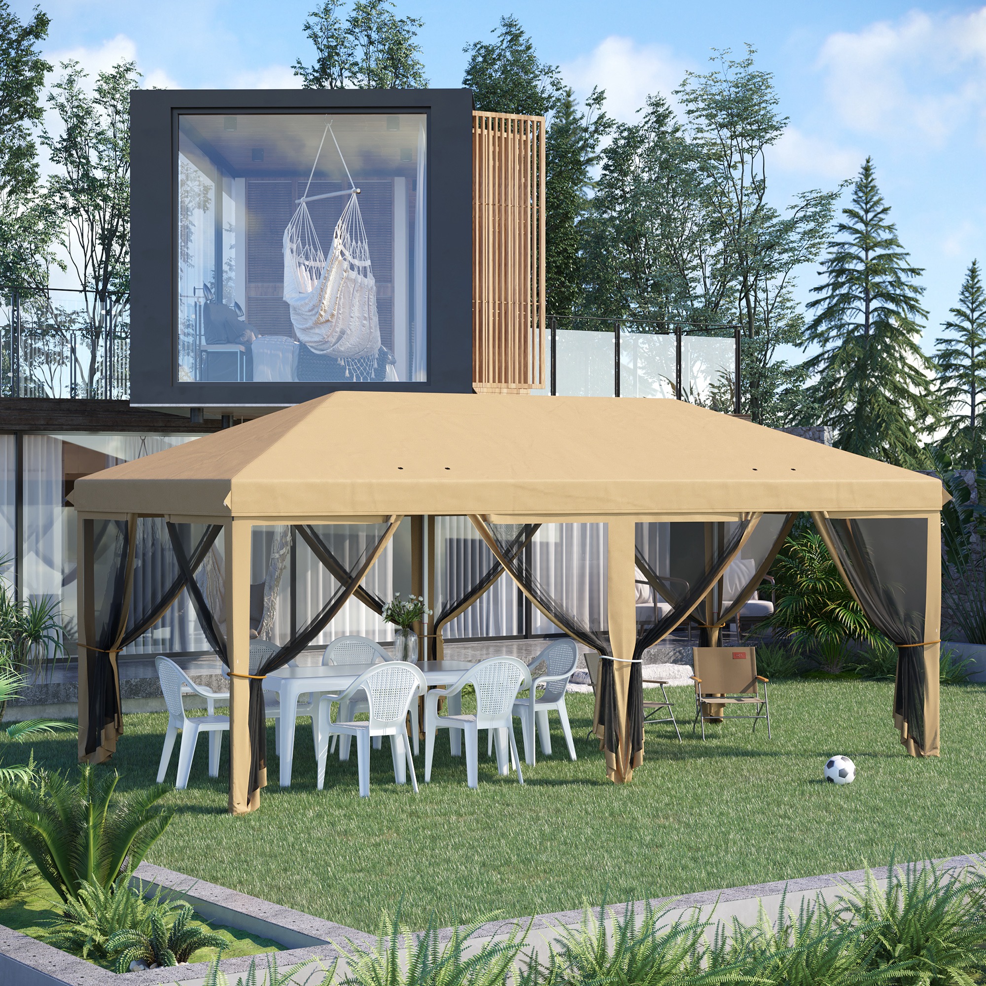 Outsunny Gartenpavillon Faltpavillon Pop-up Terrassenpavillon 6 x 3 m Anti- günstig online kaufen