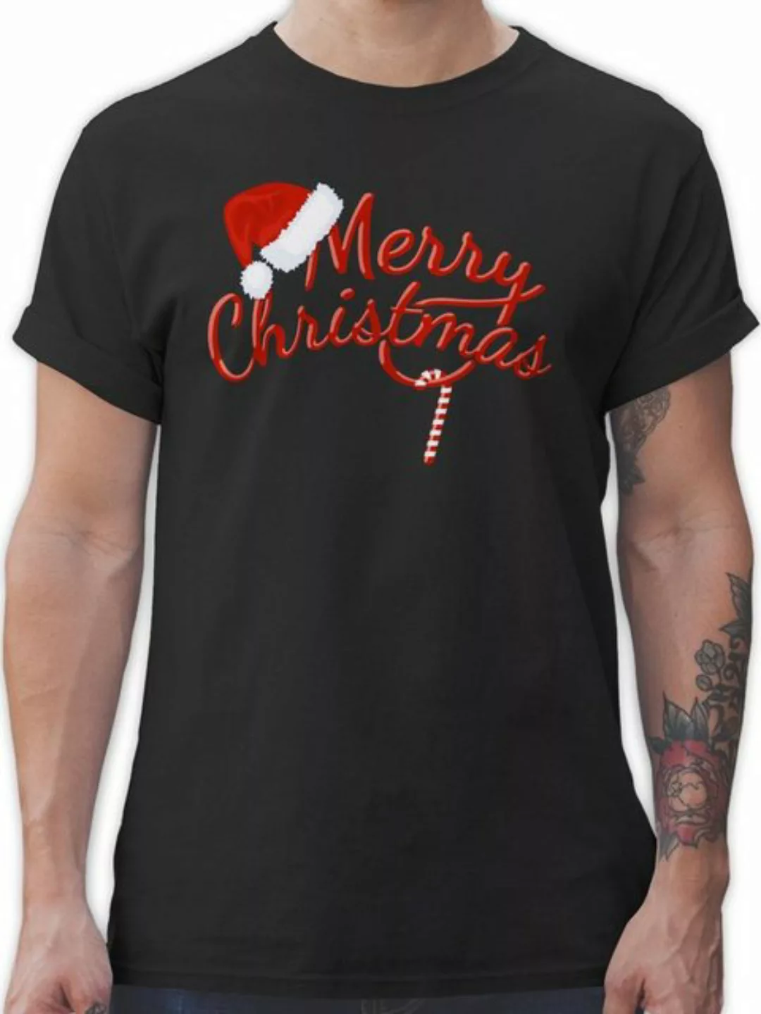 Shirtracer T-Shirt Merry Christmas Zuckerstange Weihachten Kleidung günstig online kaufen
