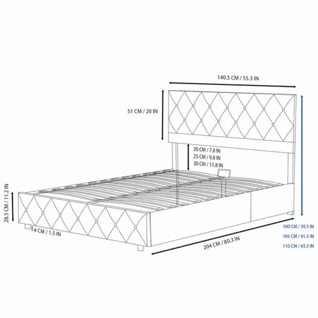 HAUSS SPLOE Polsterbett Stauraumbett hydraulische Funktionsbett langlebig u günstig online kaufen