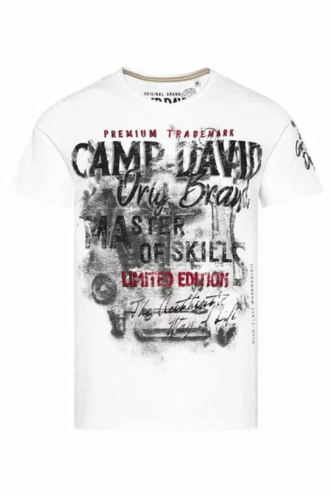 CAMP DAVID V-Shirt mit offenen Kanten günstig online kaufen