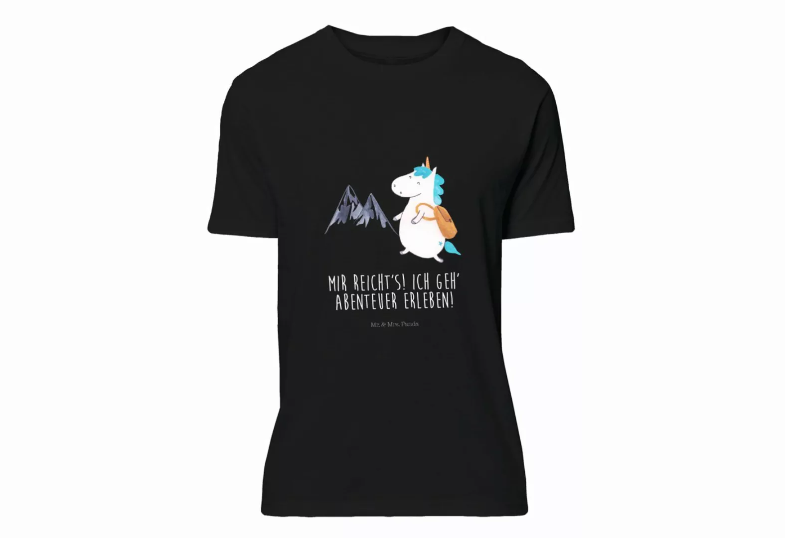 Mr. & Mrs. Panda T-Shirt Einhorn Bergsteiger - Schwarz - Geschenk, T-Shirt günstig online kaufen