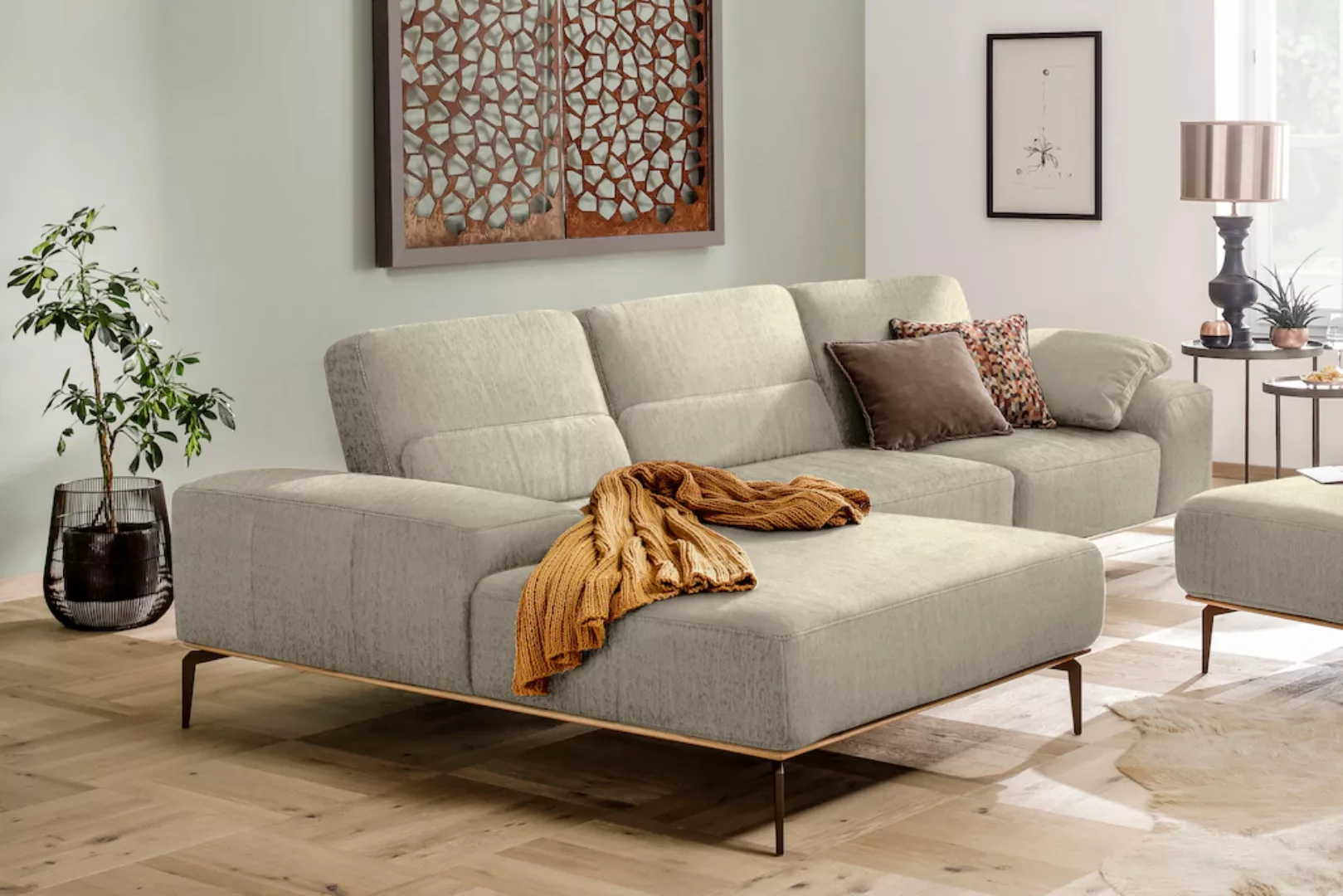 W.SCHILLIG Ecksofa run, mit Holzsockel, Füße in Bronze pulverbeschichtet, B günstig online kaufen