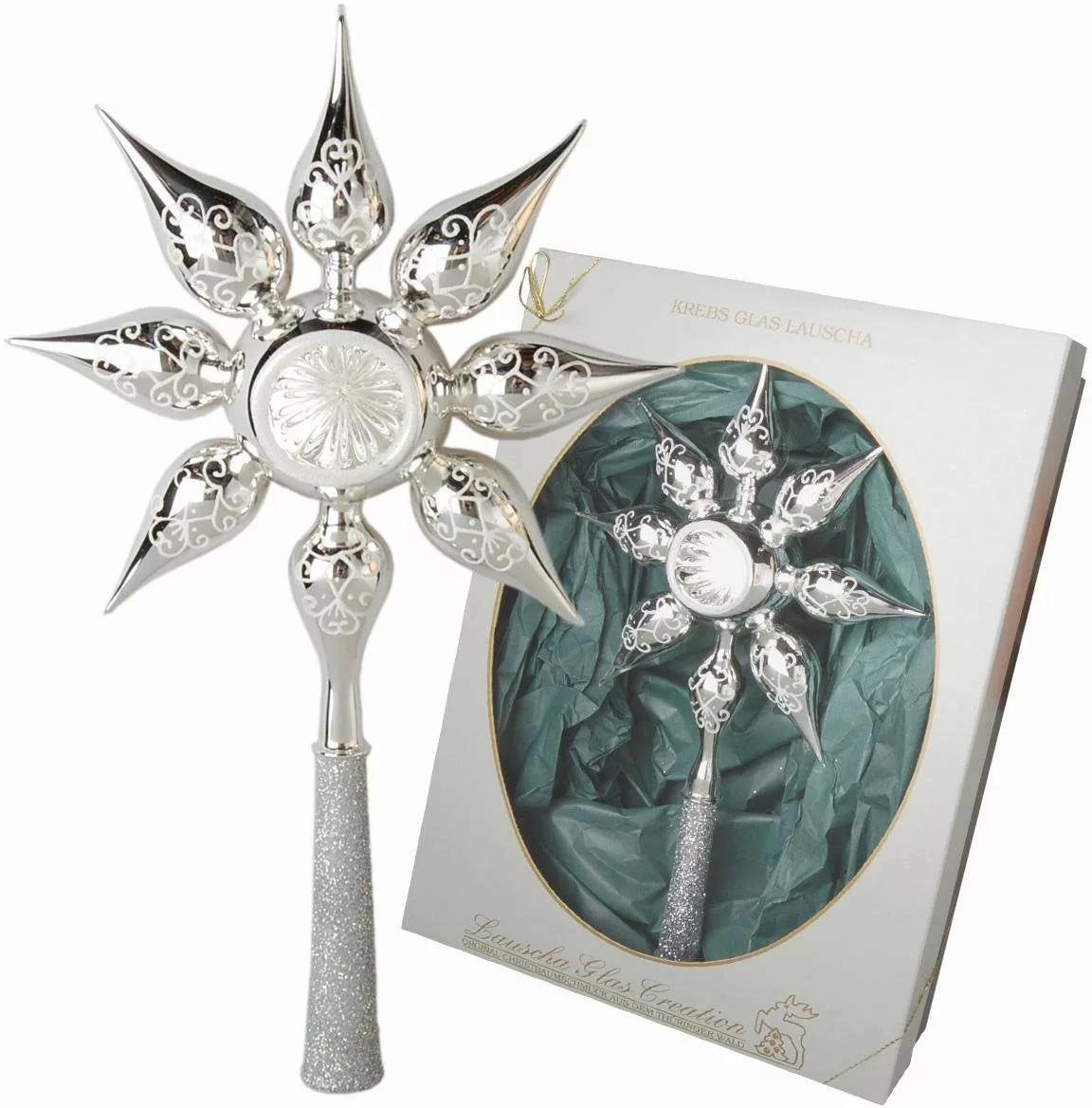 Krebs Glas Lauscha Christbaumspitze "Stern mit Reflex, Weihnachtsdeko, Chri günstig online kaufen