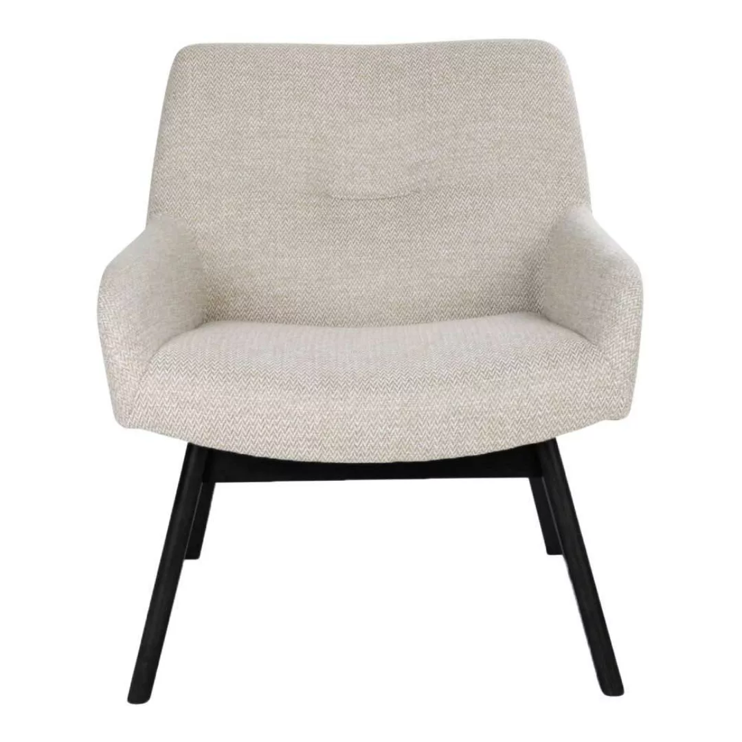 Sessel im Retro Design Creme Weiß Webstoff günstig online kaufen