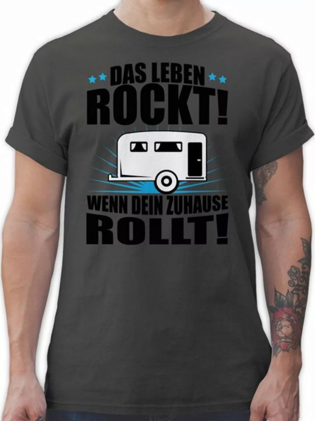 Shirtracer T-Shirt Das Leben rockt! Wohnwagen schwarz Hobby Outfit günstig online kaufen