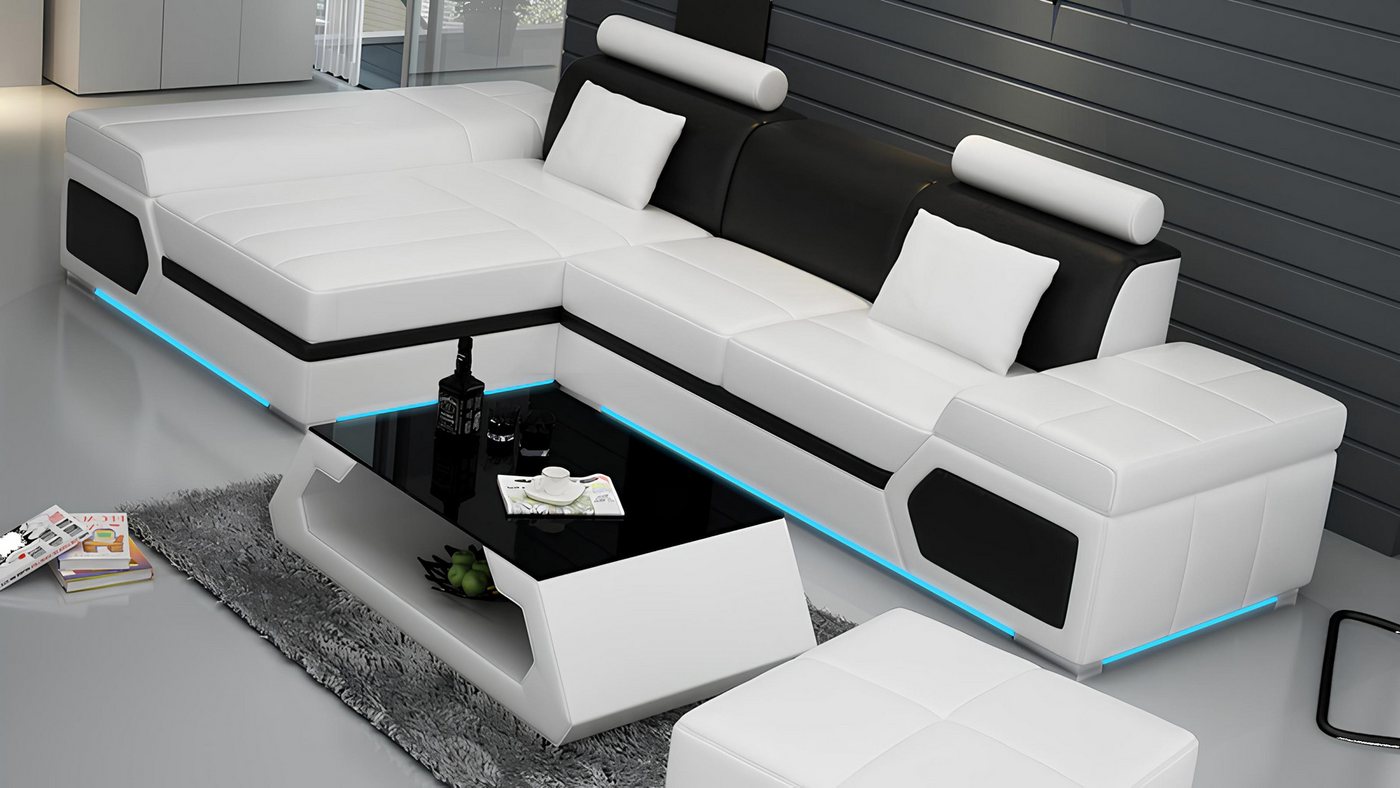 Xlmoebel Ecksofa Sofa aus Leder mit USB-Anschluss, Wohnlandschaft, Ecksofa günstig online kaufen