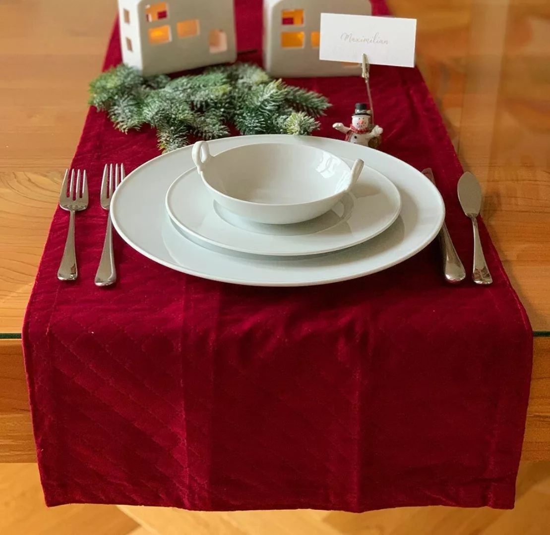 Tischläufer Weihnachten Dunkelrot Tischdecke Rot Tischtuch 140x40cm günstig online kaufen