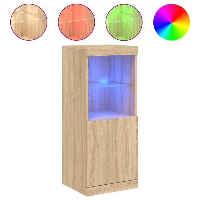 vidaXL Vitrine Sideboard mit LED-Leuchten Sonoma-Eiche 41x37x100 cm Glas Vi günstig online kaufen